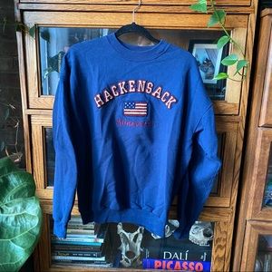 Hackensack Minnesota American flag crewneck sweater